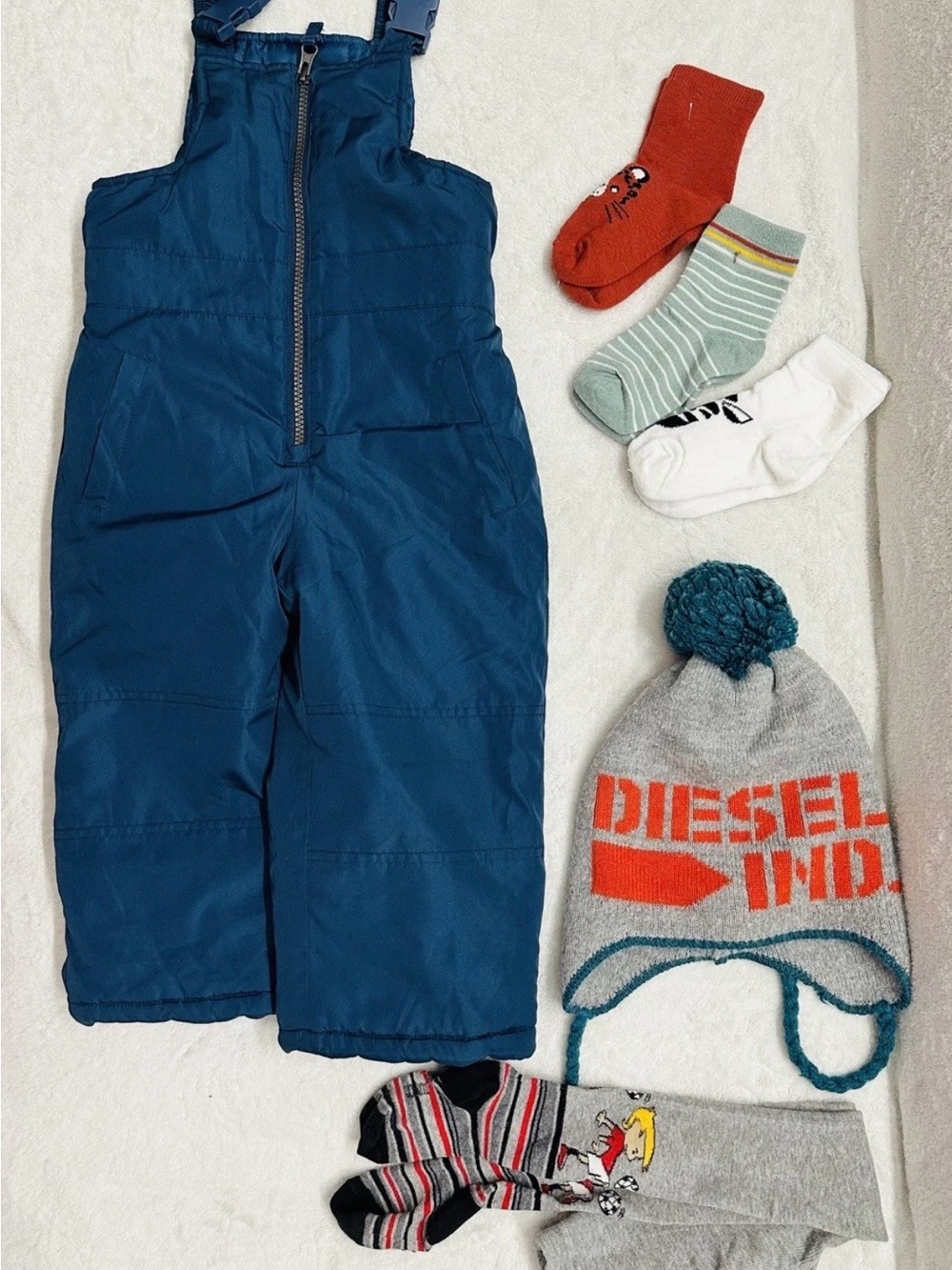 Winter Lot Boys Set Toddler Snow Bib Overalls Size 3-4y Pants,Hat,Gloves